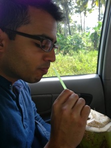 Deepak quenching his thirst upon our arrival in Kochi